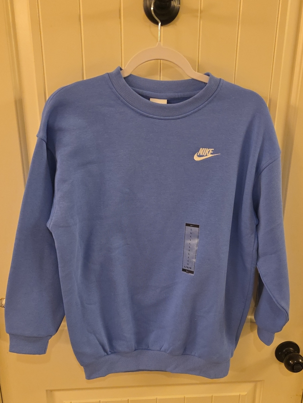 Nike Men's Crewneck Sweatshirt in Sky Blue with White Logo